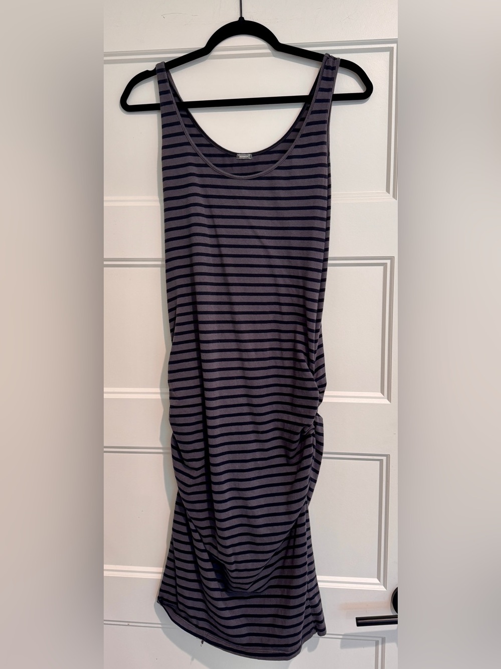 Monrow Tank Dress Stripes Grey Black Women Small Midi Length